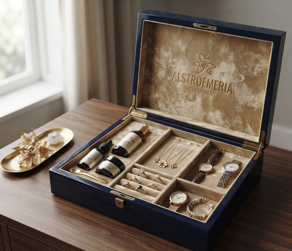The Navy Attaché — Midnight leather · gold tooling