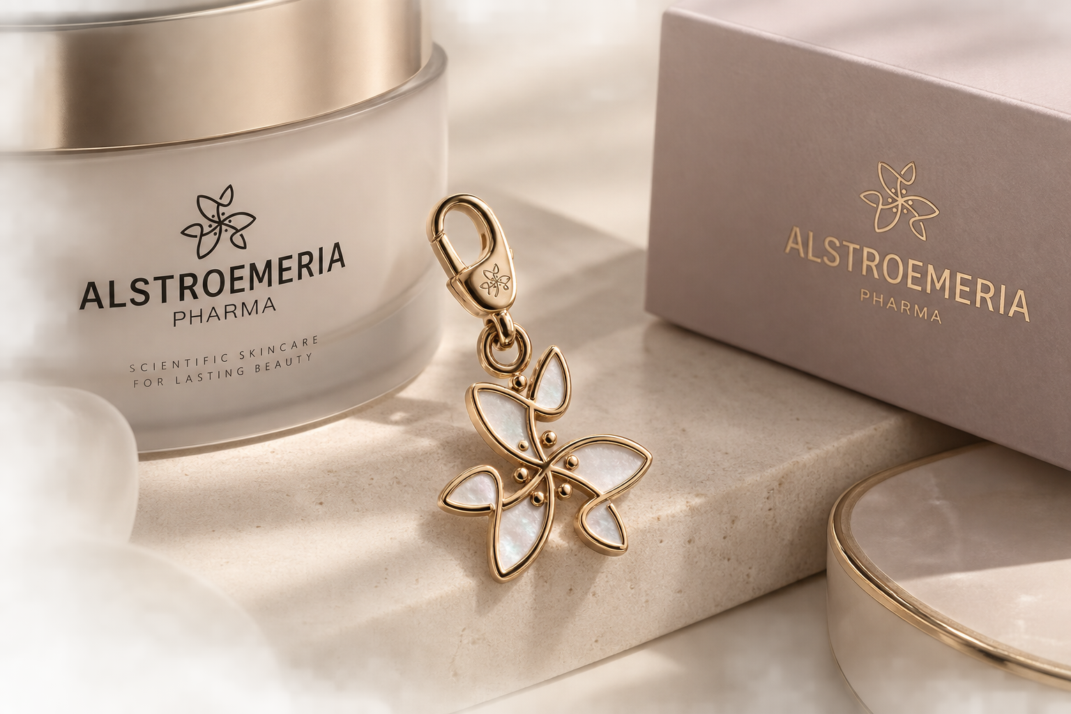 Mother-of-Pearl Floret Charm — Gold